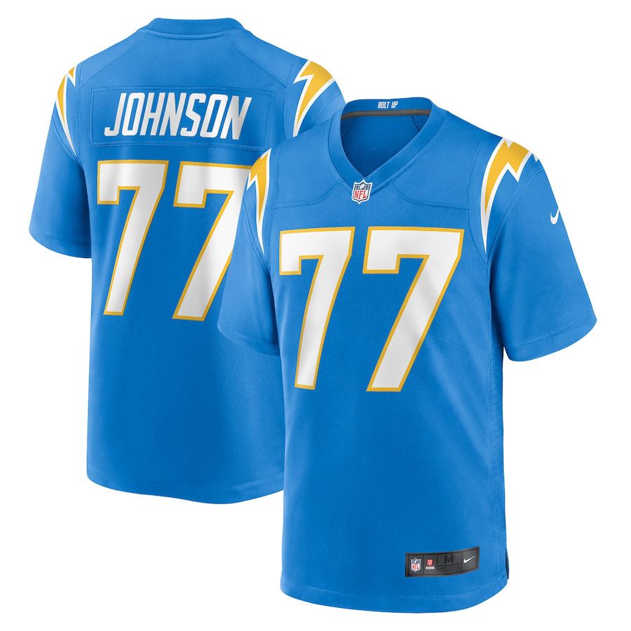 Men Los Angeles Chargers 77 Zion Johnson Nike Powder Blue Player Game NFL Jersey